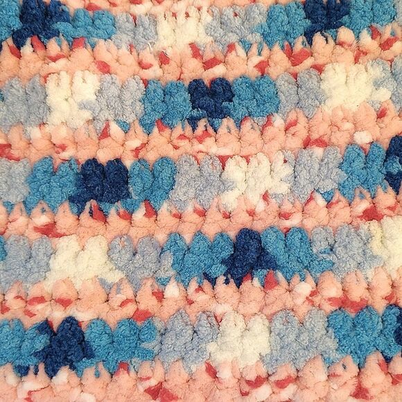 Handmade Pink Blue White Crochet Cat Ear Beanie Hat NEW - Picture 4 of 12